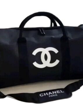 CHANEL Black Duffel Bag with White CC Logo VIP GWP